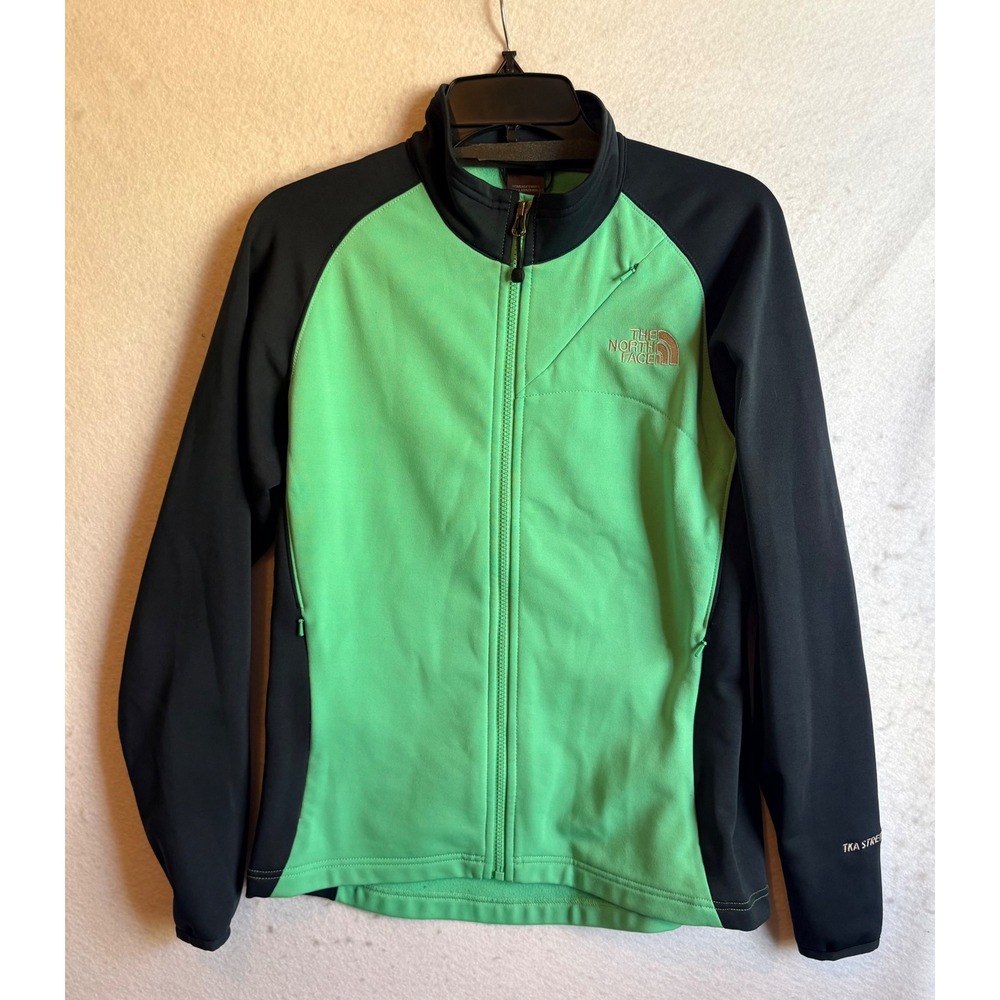 The North Face TKA Stretch Full Zip Jacket Womens Medium Green Blue Mock Neck